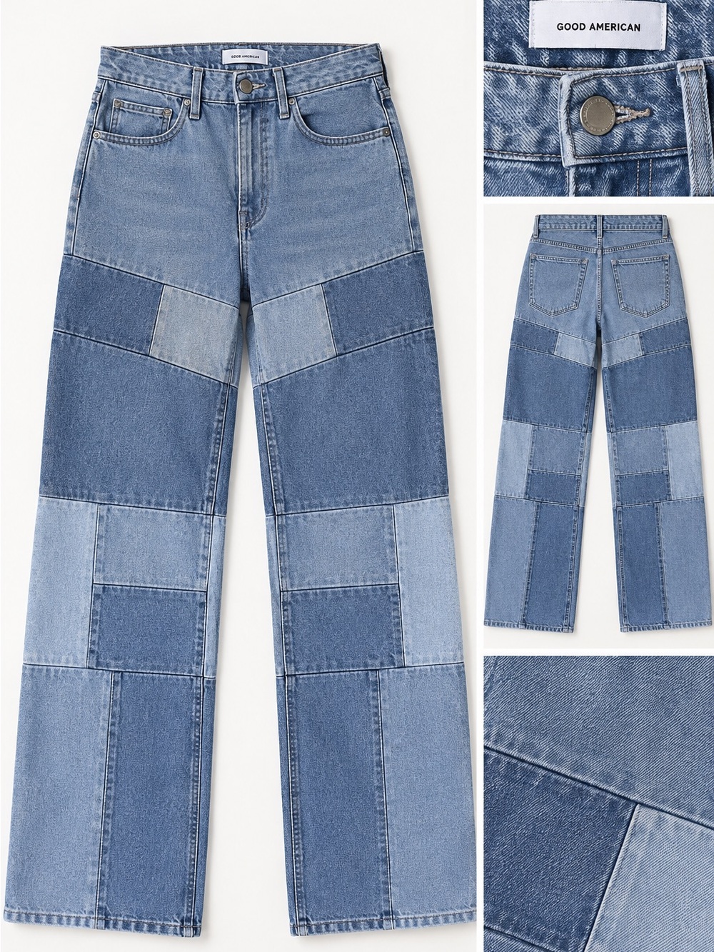 Good American 90s Patchwork High-Waisted Straight Leg Jeans